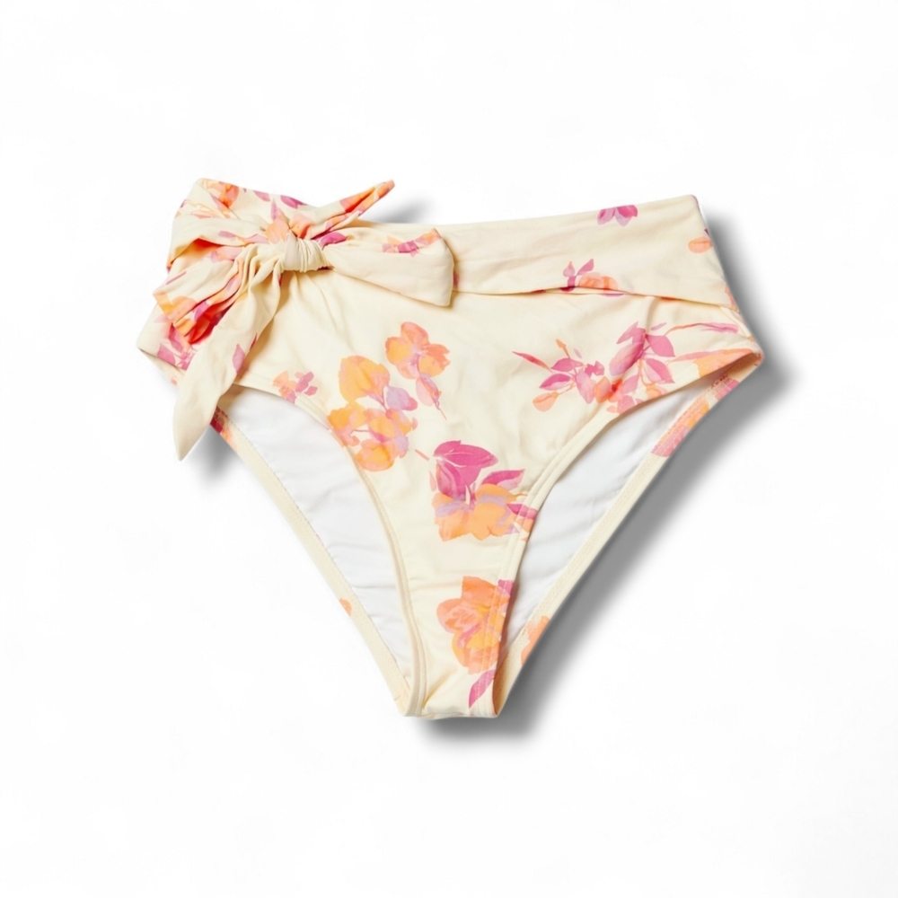 Cupshe Larissa Tie Waist Floral High-Waisted Bikini Bottoms